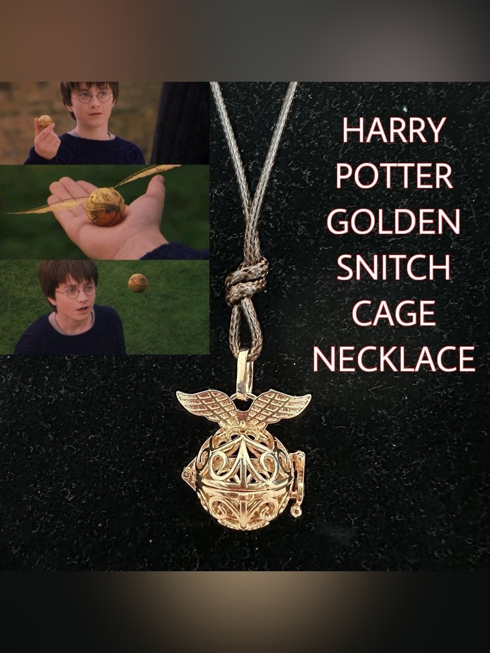 Harry Potter golden snitch cage necklace *can be used as diffuser, etc*